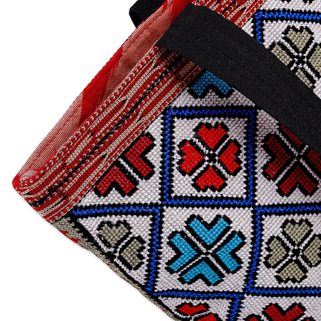 Classic Floral Patterned Iroki Embroidered Tote Bag - Mosaic Life