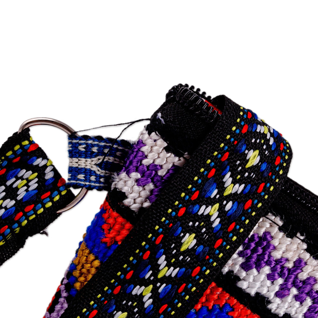 Floral Mosaic-Patterned Blue and Red Iroki Embroidered Sling - Eden Mosaic in Blue
