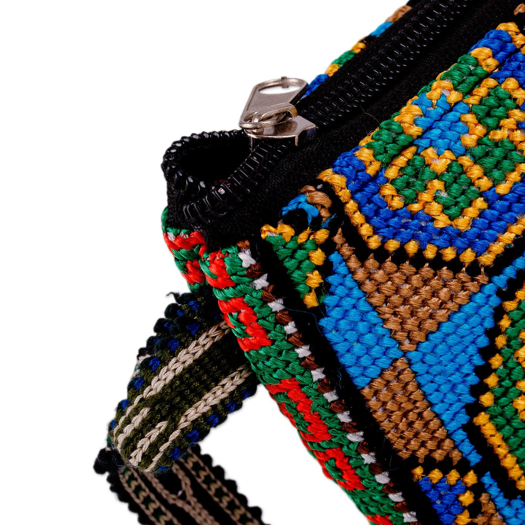 Floral Mosaic-Patterned Green and Yellow Embroidered Sling - Eden Mosaic in Green
