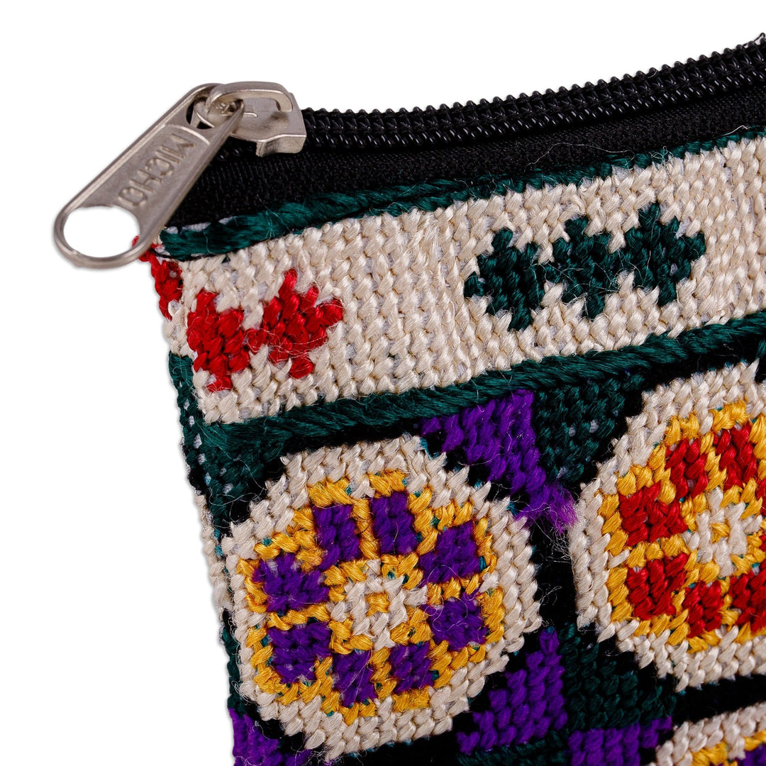 Floral Patterned Embroidered Cosmetic Bag in Purple Hues - Arcadia in Dreams
