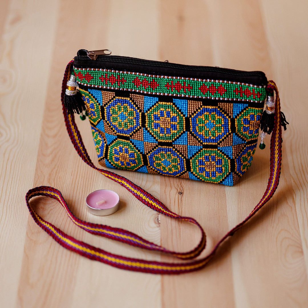 Floral Patterned Colorful Iroki Embroidered Sling Bag - Palace Spring