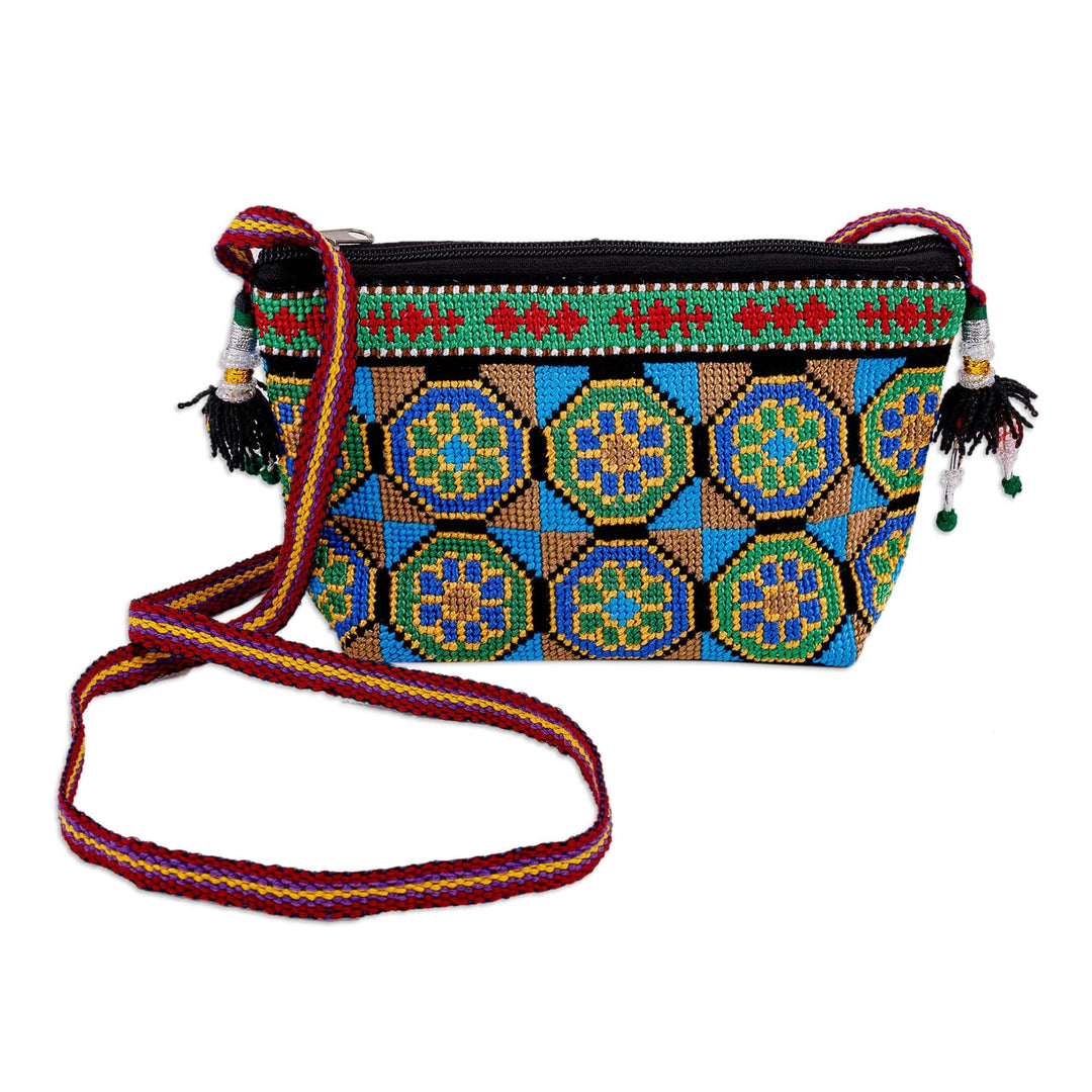 Floral Patterned Colorful Iroki Embroidered Sling Bag - Palace Spring