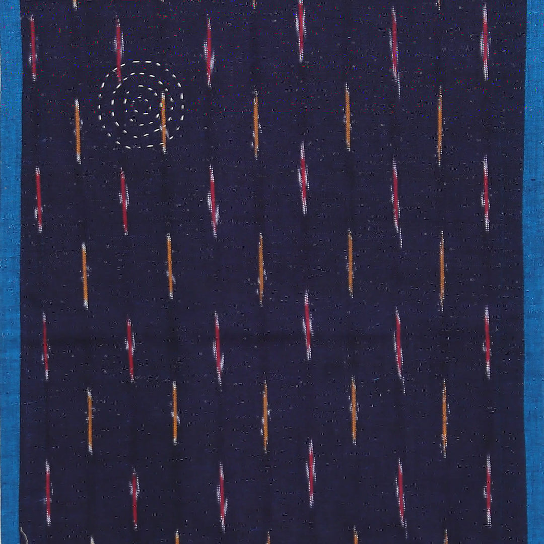 Embroidered Reversible Cotton Table Runner in Blue and Red - Ikat Glory