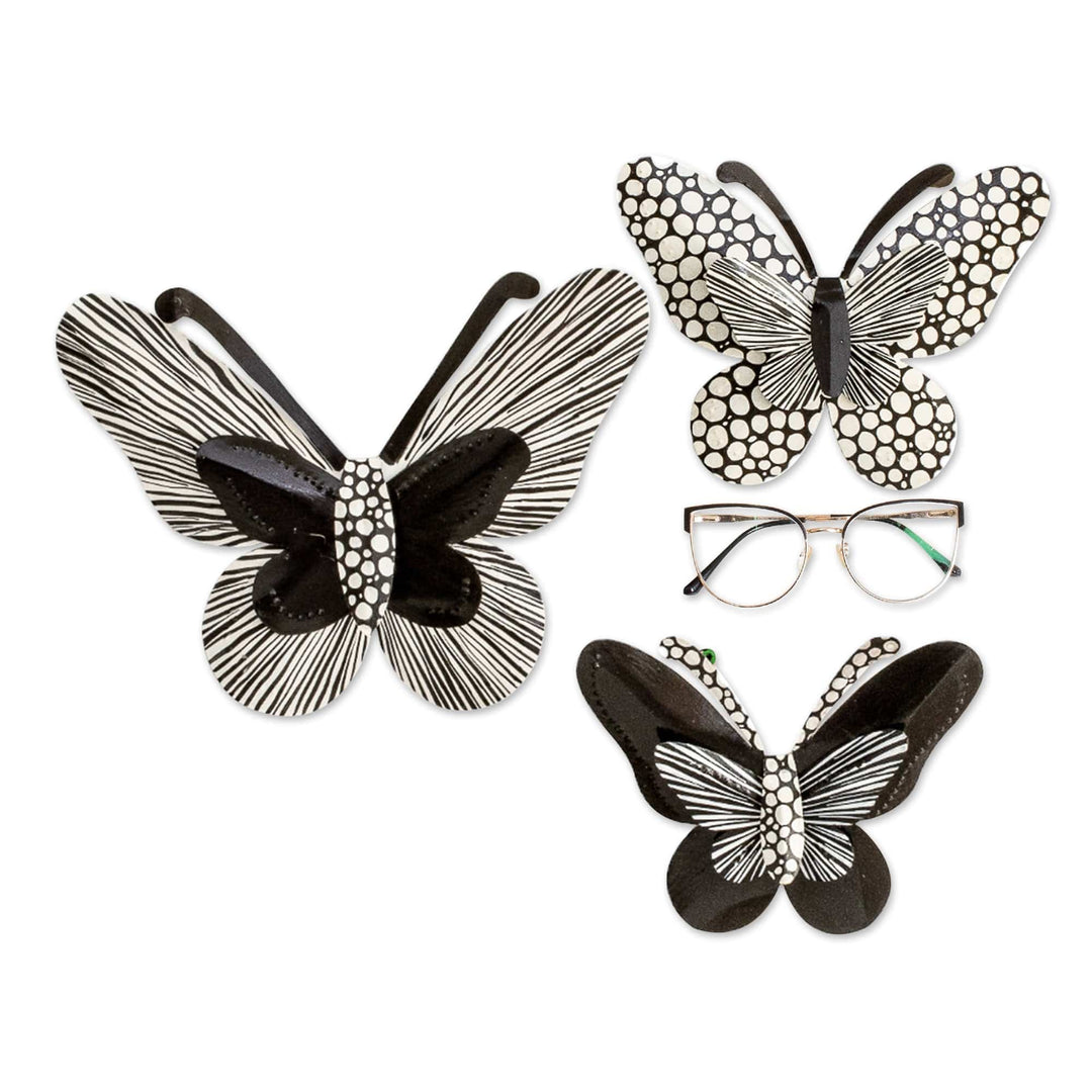 Set of 3 Hand-Painted Black Butterfly-Shaped Steel Wall Art - Back to Midnight