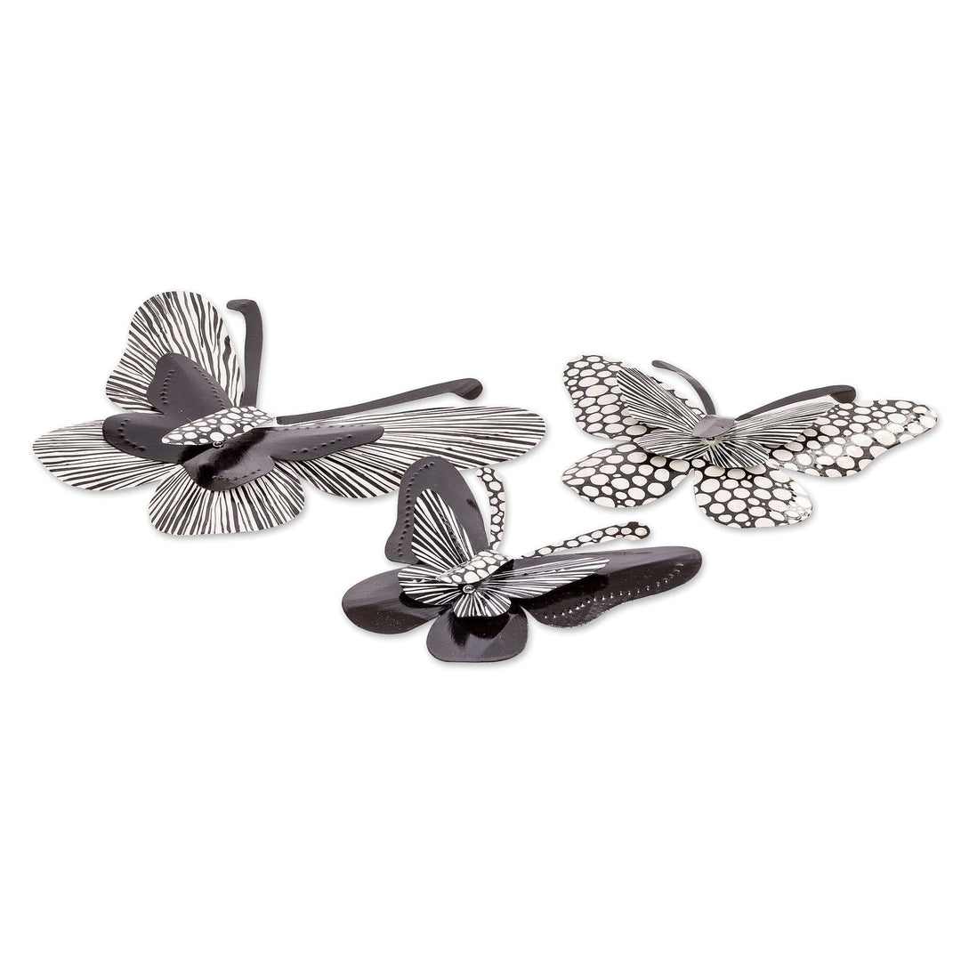Set of 3 Hand-Painted Black Butterfly-Shaped Steel Wall Art - Back to Midnight