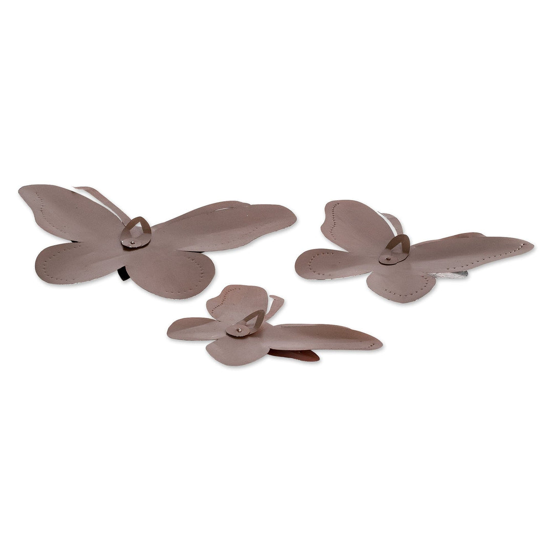 Set of 3 Hand-Painted Black Butterfly-Shaped Steel Wall Art - Back to Midnight