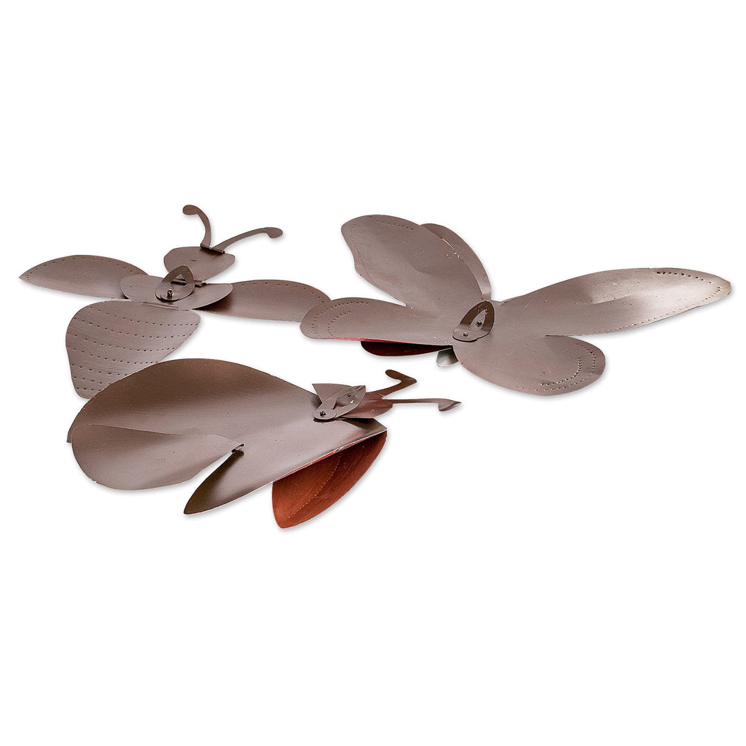 Set of 3 Whimsical Hand-Painted Colorful Steel Wall Art - Buggy Fantasy