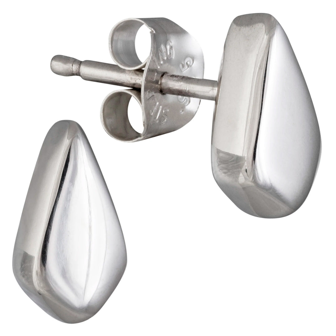 Sterling Silver Minimalist Teardrop Stud Earrings - Dewfall