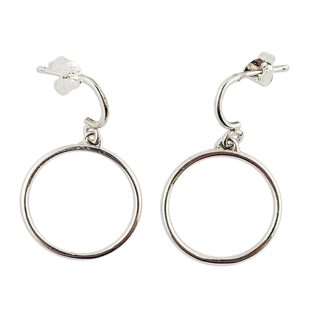 Modern High-Polished Sterling Silver Dangle Earrings - Shining Halo