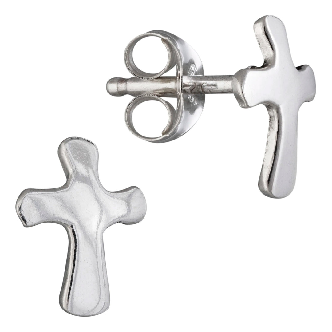 Sterling Silver Cross Stud Earrings from Mexico - Faith
