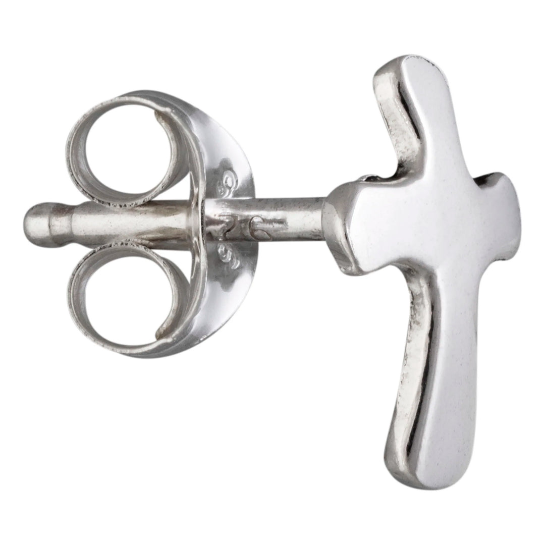 Sterling Silver Cross Stud Earrings from Mexico - Faith