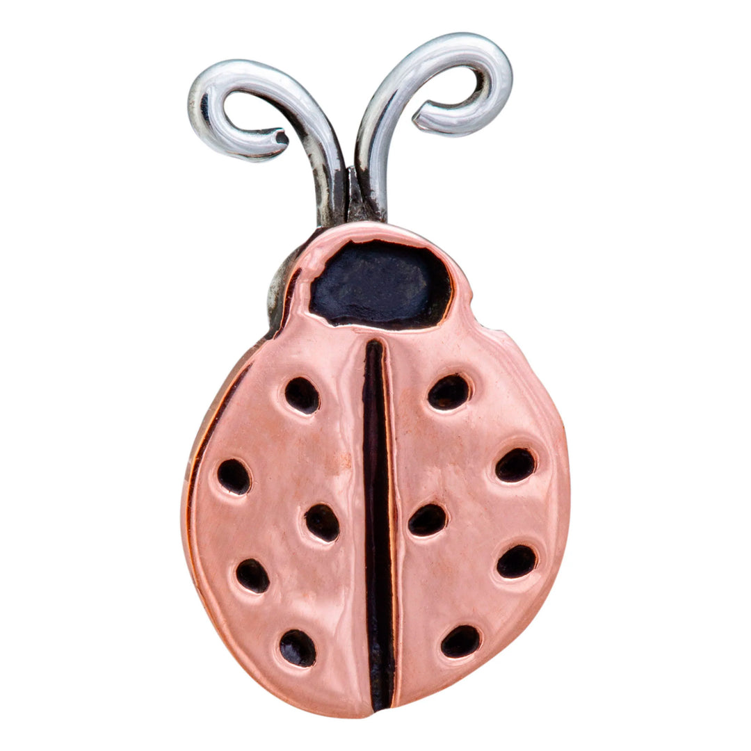 Sterling Silver and Copper Ladybug Stud Earrings - Lucky Ladybug