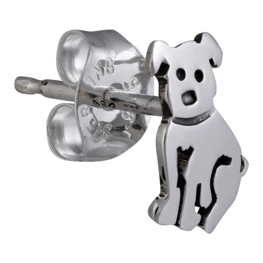 Sterling Silver Puppy Dog Stud Earrings from Mexico - Precious Puppy
