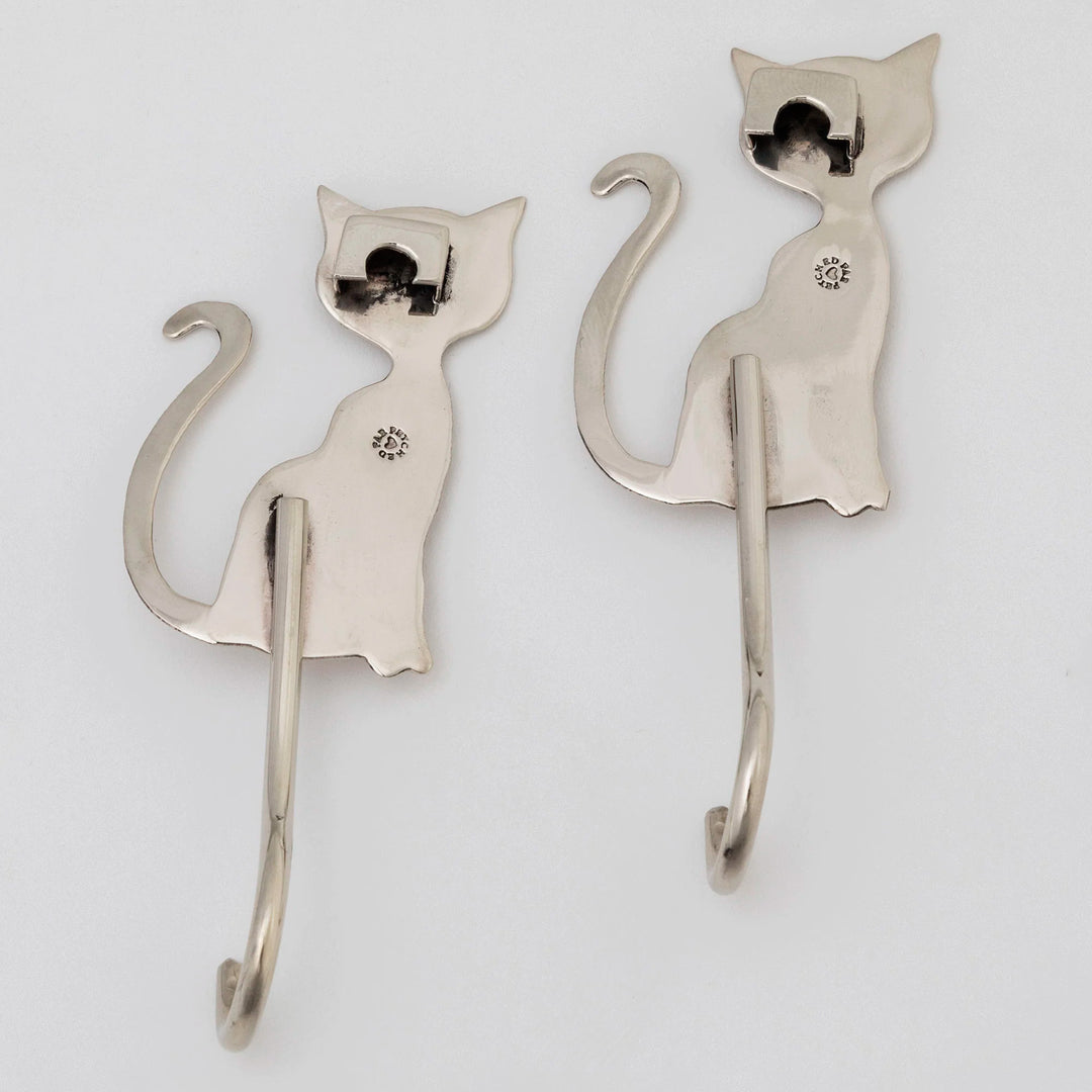 Set of 2 Metal Cat Wall Hooks from Mexico - Sassy Cat