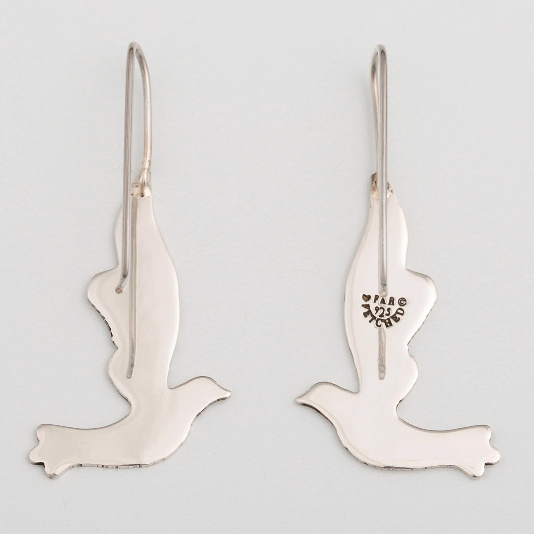Sterling Silver Dove Drop Earrings from Mexico - Sweet Dove