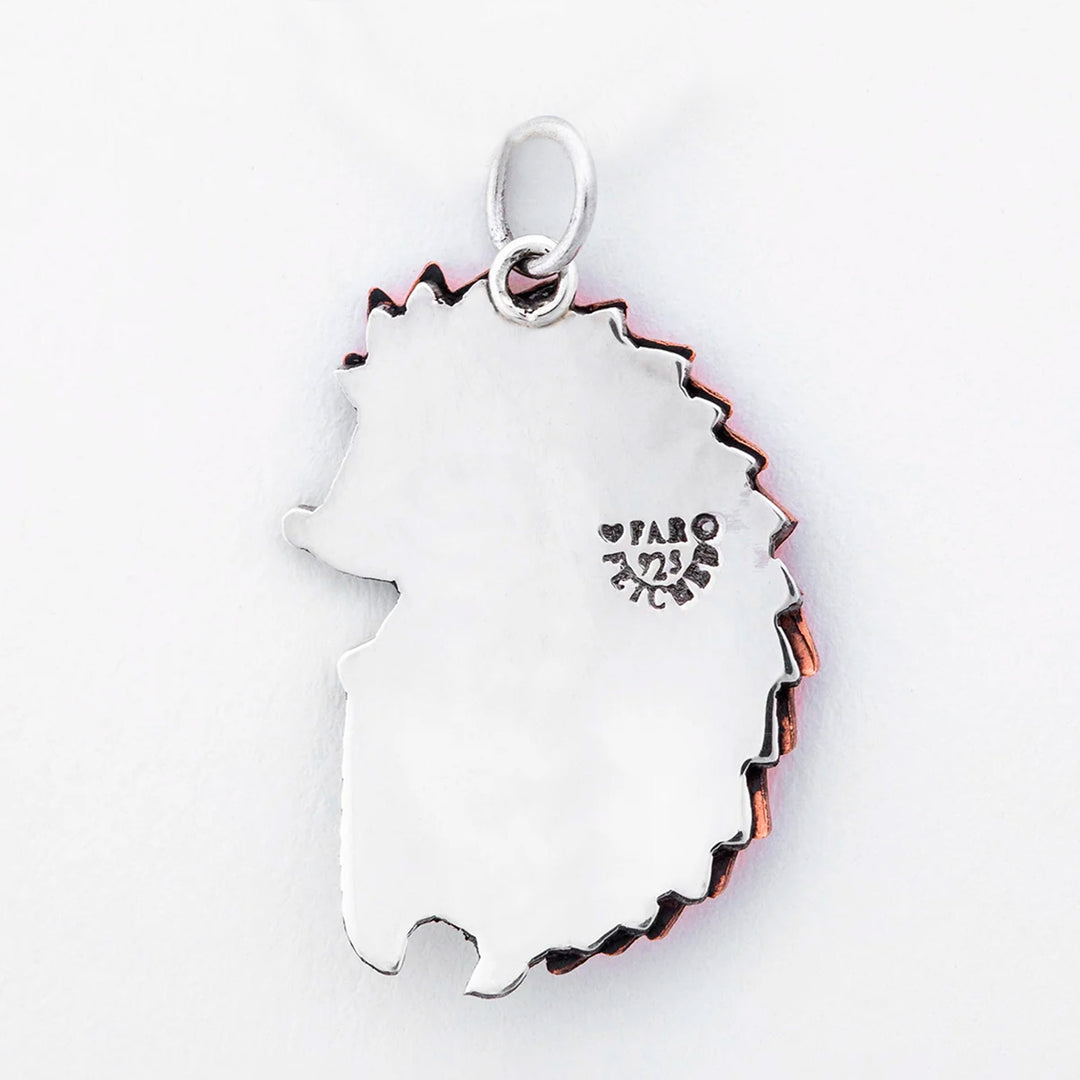 Sterling Silver and Copper Hedgehog Pendant from Mexico - Happy Hedgehog