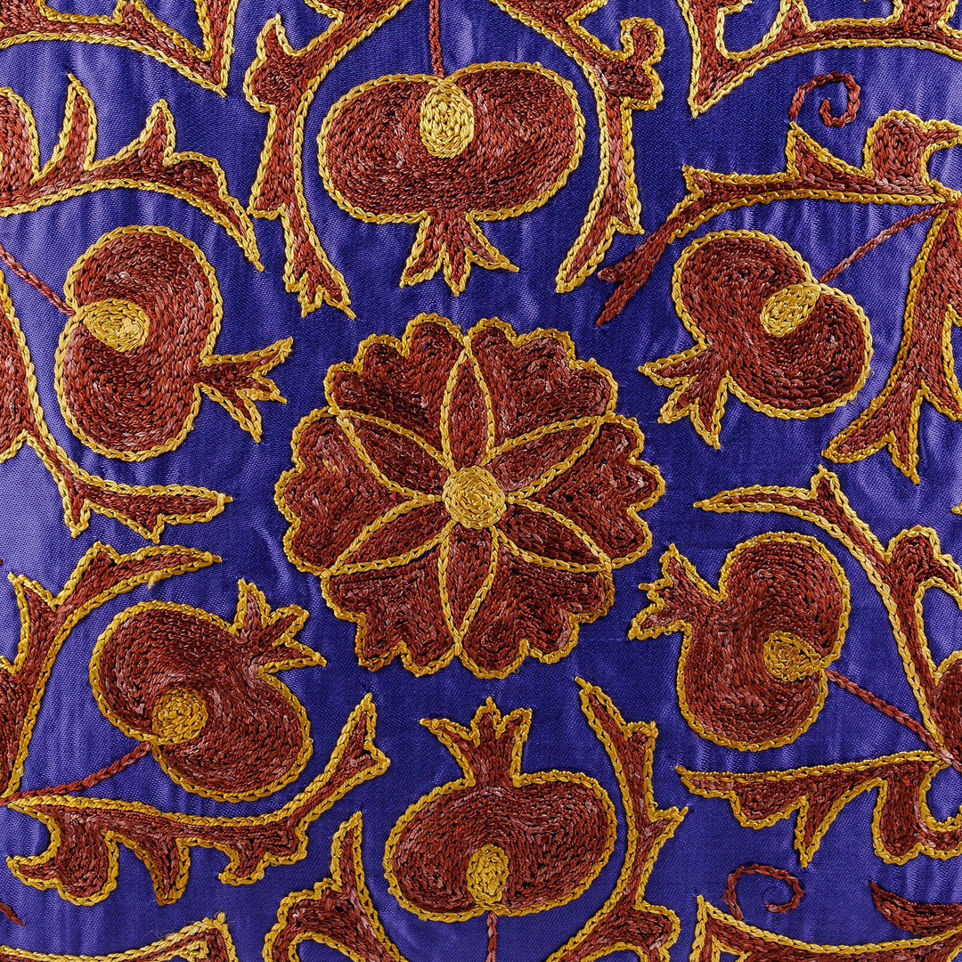 Traditional Floral Embroidered Silk Pillow Sham in Blue - Palace in Spring