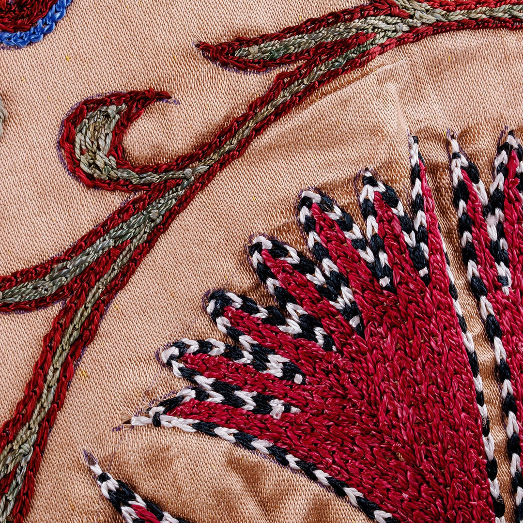 Traditional Peacock-Themed Embroidered Silk Pillow Sham - Noble Glory