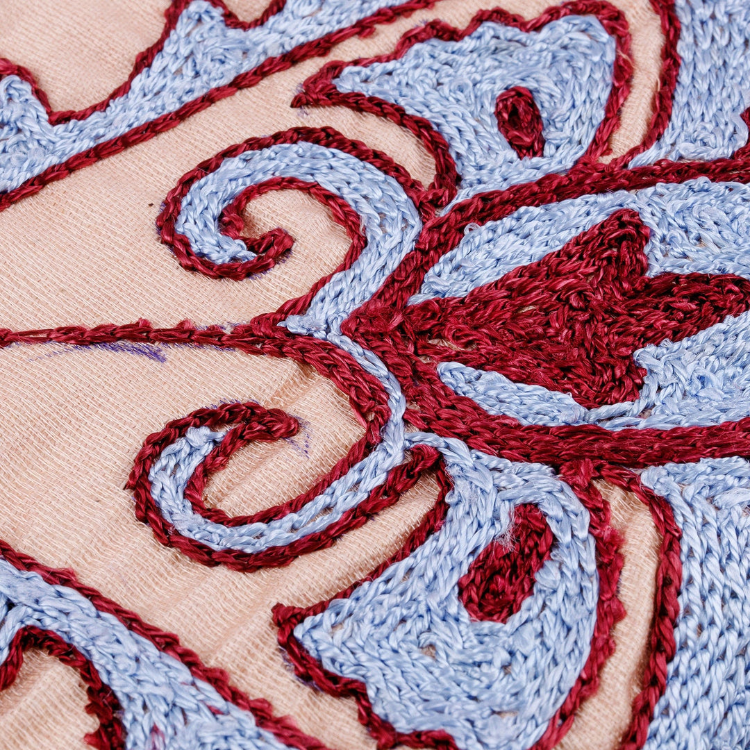 Leafy and Floral Embroidered Silk and Viscose Tablecloth - Spring's Grandeur