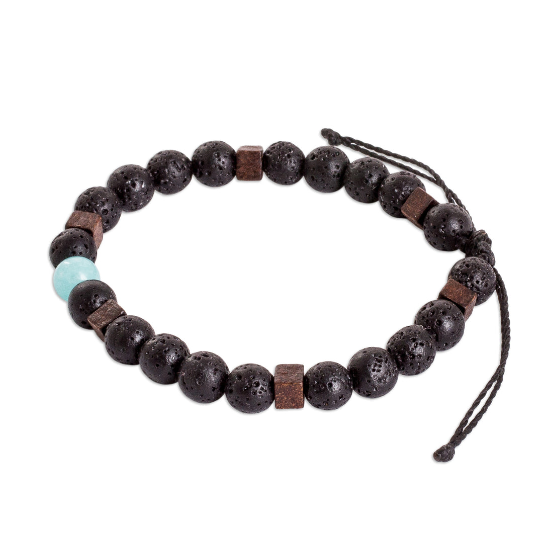 Men's Aquamarine and Lava Stone Beaded Diffuser Bracelet - Absolute Serenity