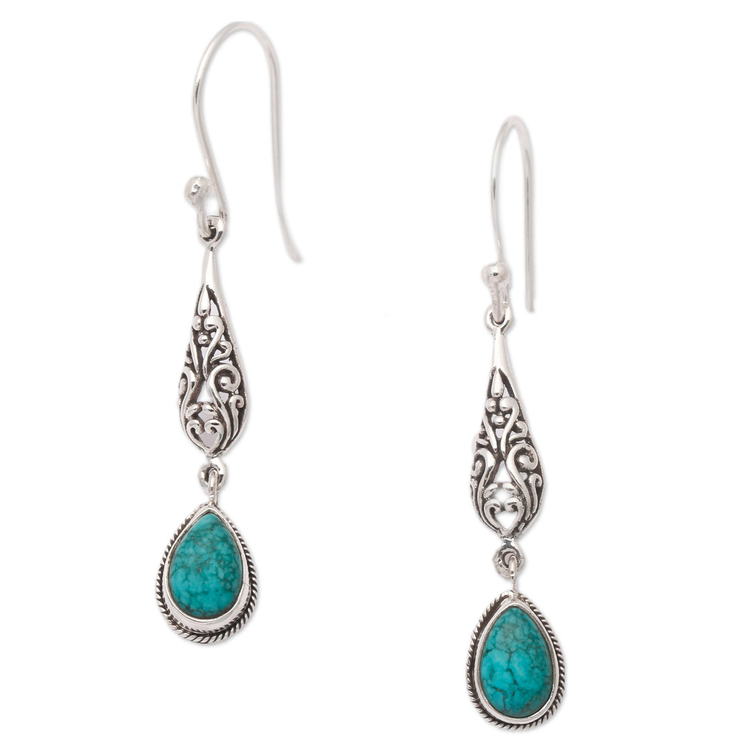 Polished Classic Reconstituted Turquoise Dangle Earrings - Ancient Island