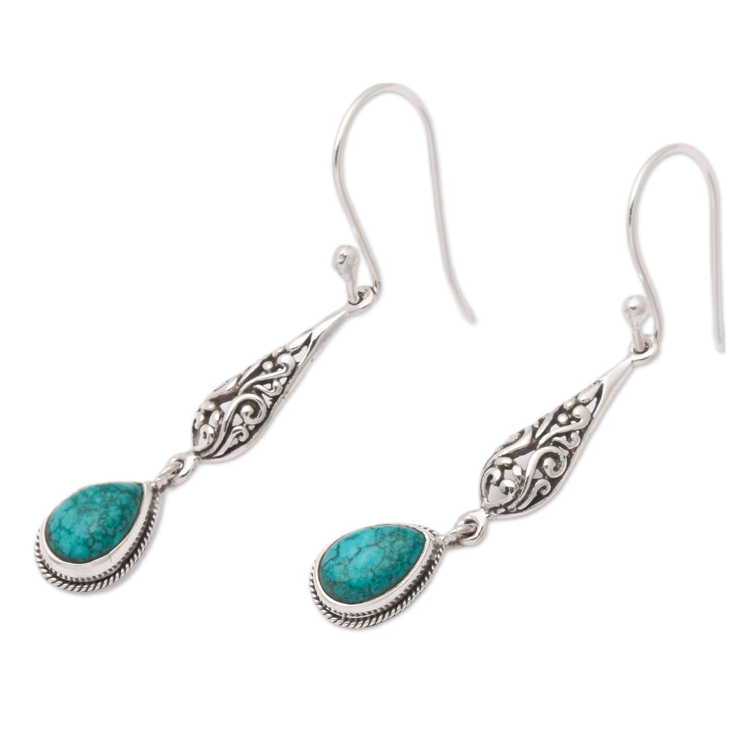 Polished Classic Reconstituted Turquoise Dangle Earrings - Ancient Island
