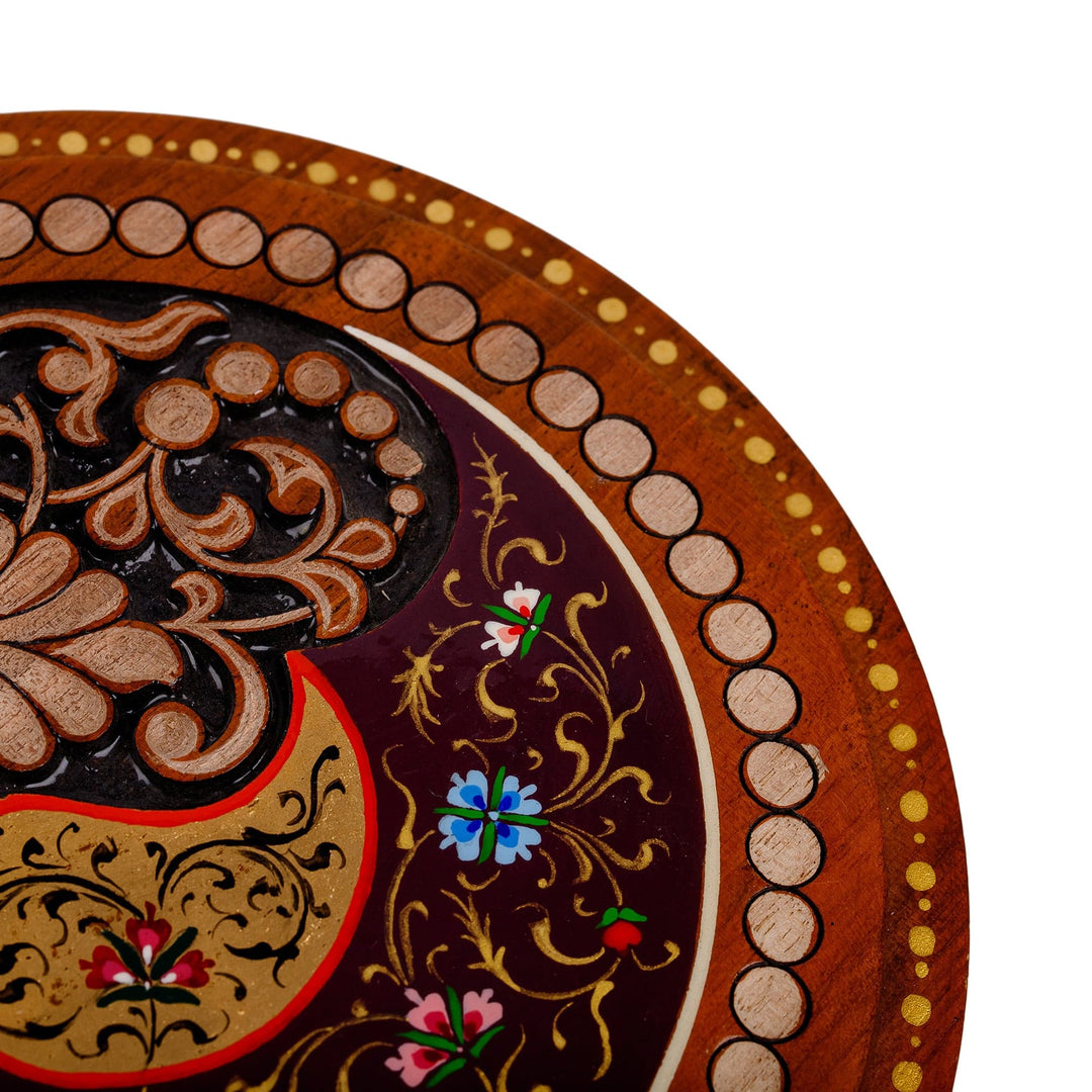 Handmade Walnut Wood Jewelry Box with Paisley & Floral Motif - Paisley Glory