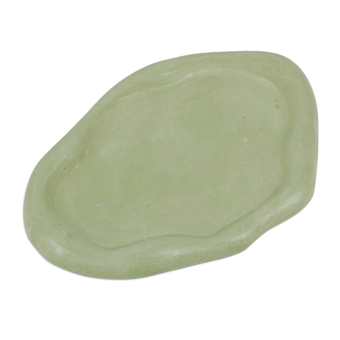 Green Plaster and Wax Candleholder and Tray Set (3 Pieces) - Green Aromas