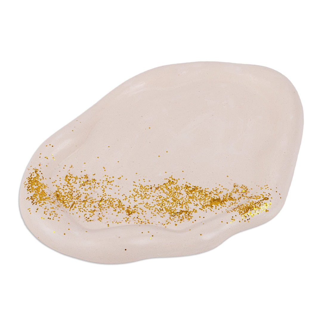 White and Golden Candleholder and Tray Set (3 Pieces) - Golden Space