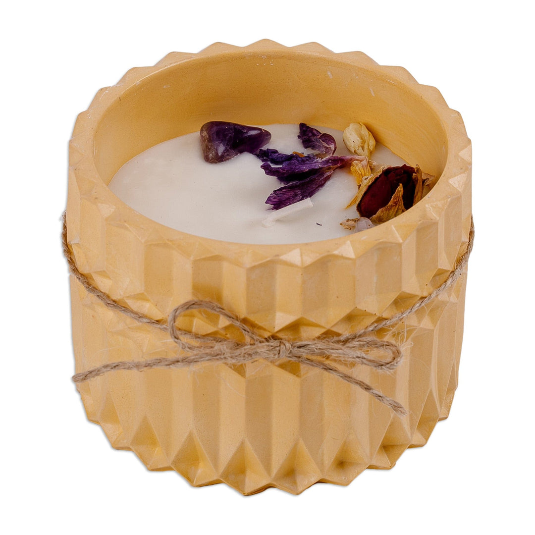 Floral Golden-Toned Modern Plaster and Soy Wax Candle - Fragrance of Triumph