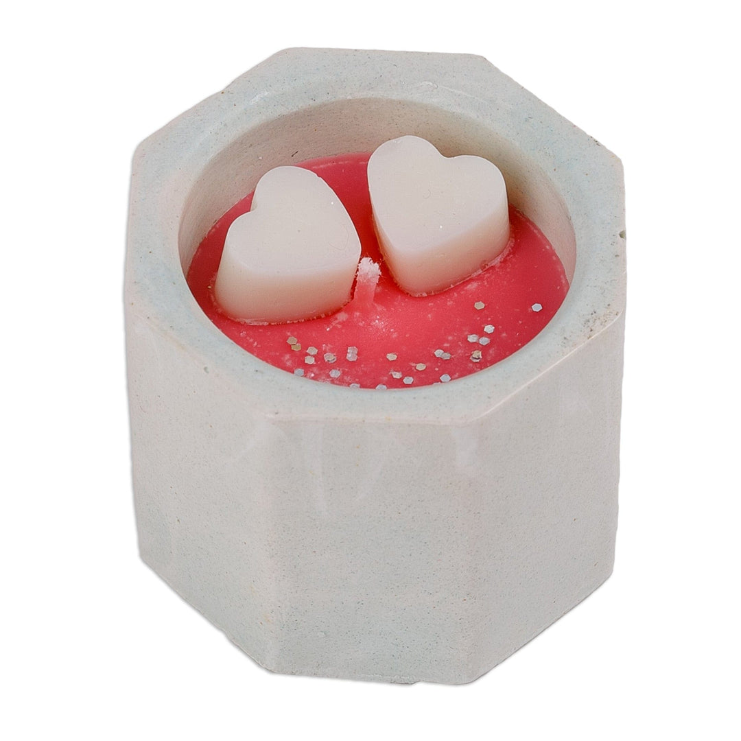 Romantic Plaster and Soy Wax Candle with Heart Motifs - Realm of Love