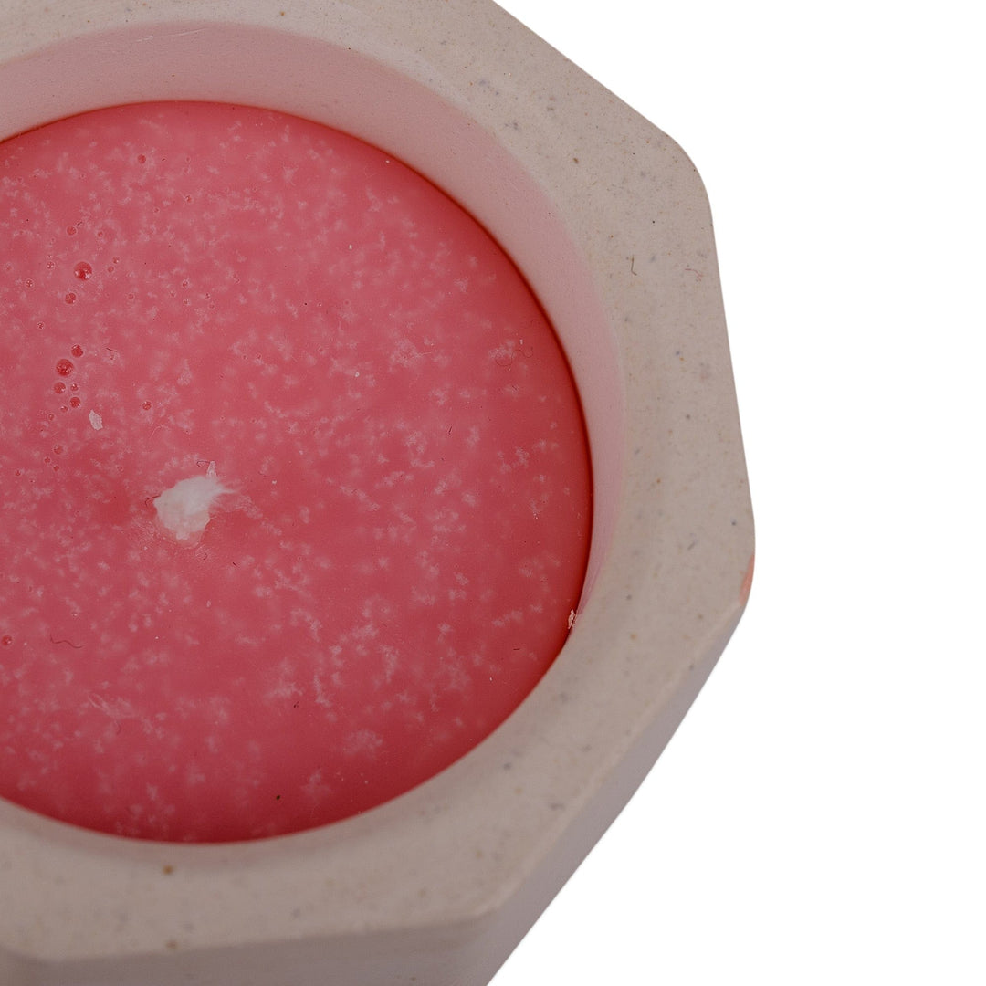 Handmade Plaster and Soy Wax Candle in White and Pink Hues - Realm of Sweetness