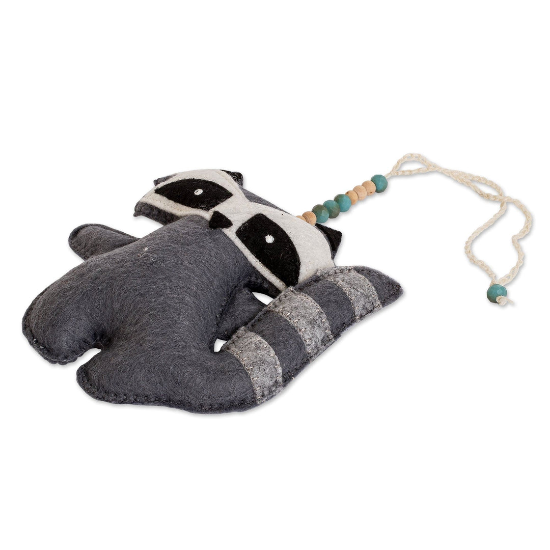 Handcrafted Fleece Raccoon Car Charm and Door Knob Accent - Precious Raccoon