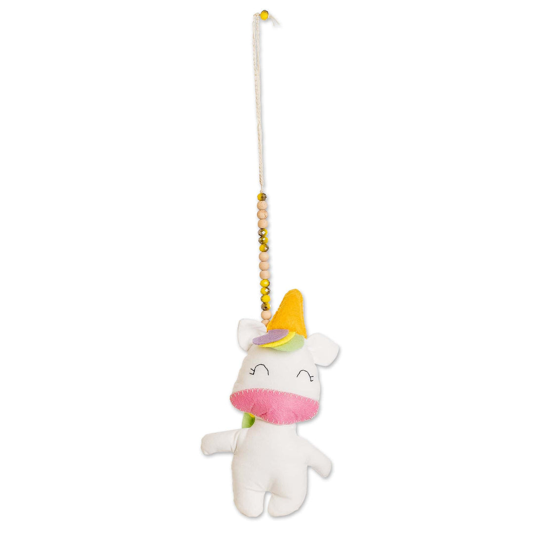 Handcrafted Fleece Unicorn Car Charm and Door Knob Accent - Happy Unicorn