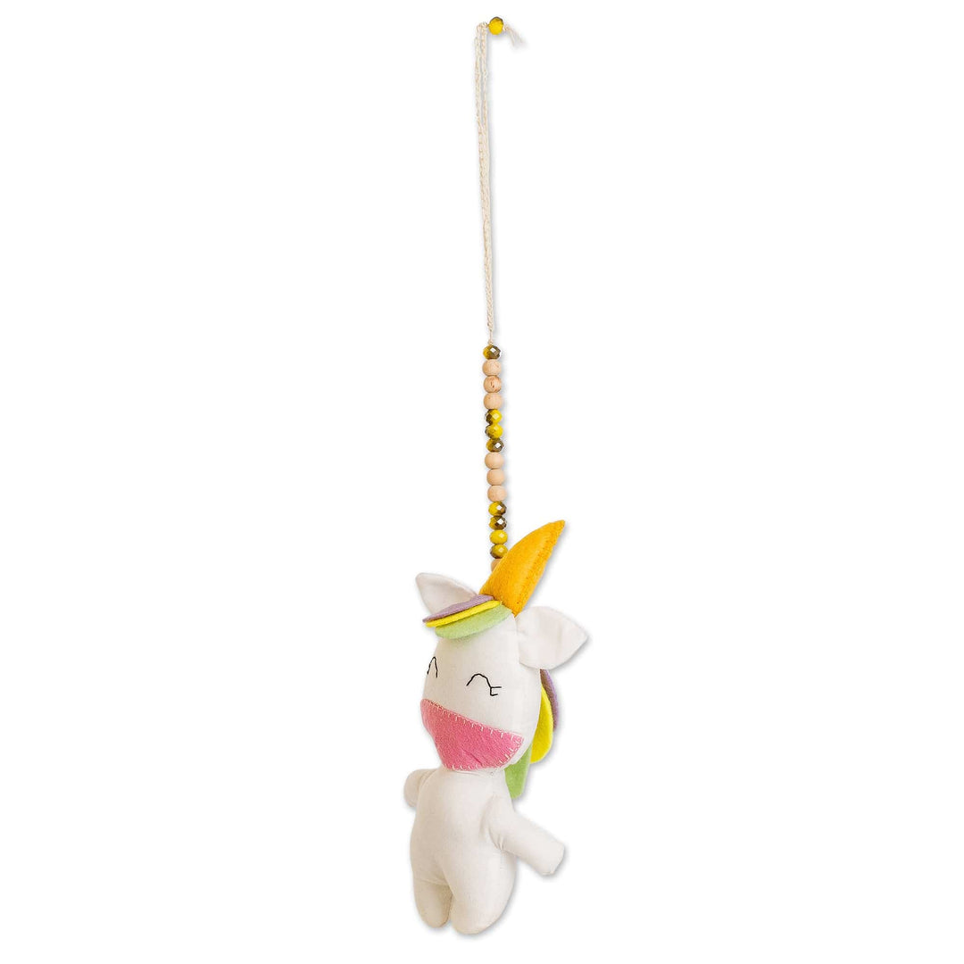 Handcrafted Fleece Unicorn Car Charm and Door Knob Accent - Happy Unicorn