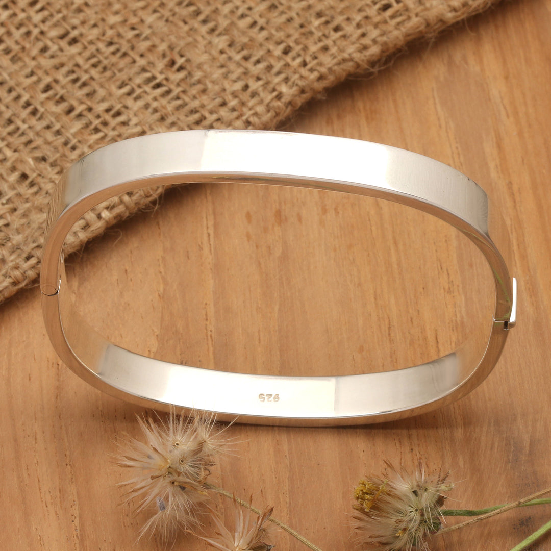 Polished Sterling Silver Bangle-Style Wristband Bracelet - Glam and Glow