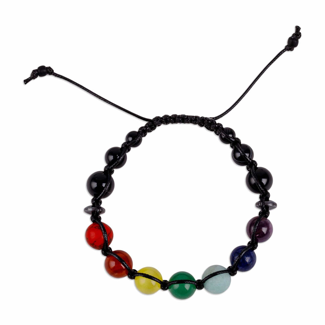 Adjustable Chakra-Inspired Multi-Gemstone Beaded Bracelet - Chakra Realms