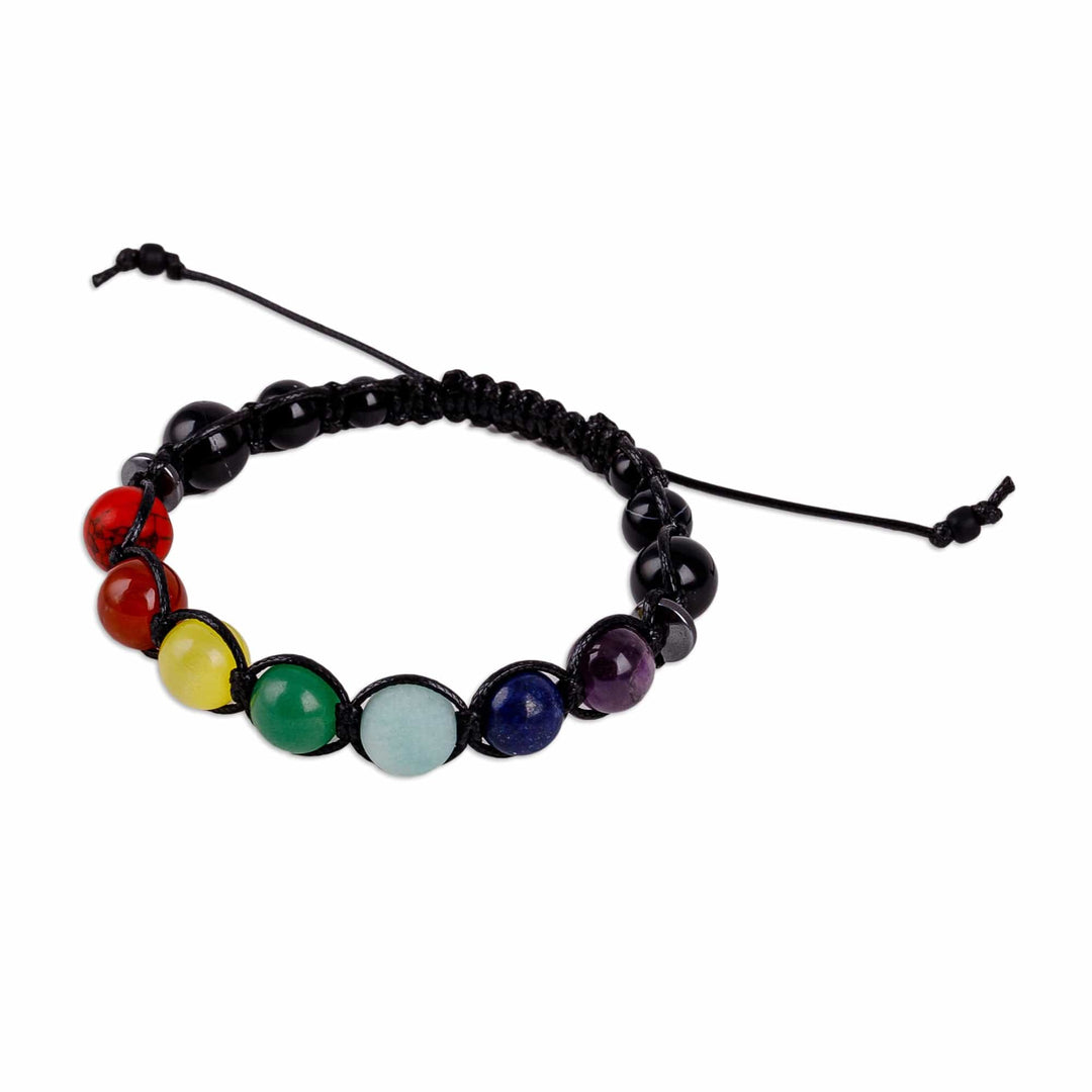 Adjustable Chakra-Inspired Multi-Gemstone Beaded Bracelet - Chakra Realms