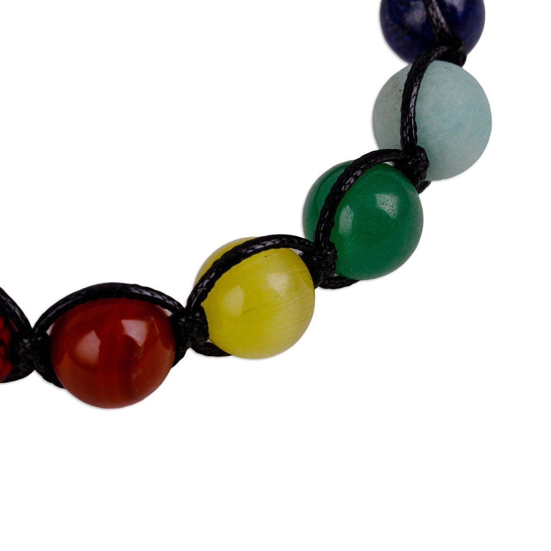 Adjustable Chakra-Inspired Multi-Gemstone Beaded Bracelet - Chakra Realms