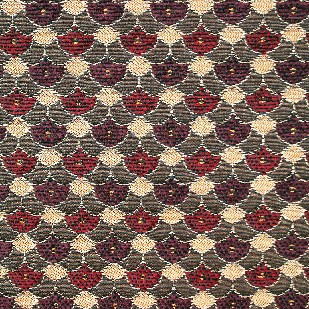 Patterned Burgundy and Black Cotton Blend Table Runner - Oceanic Elegance