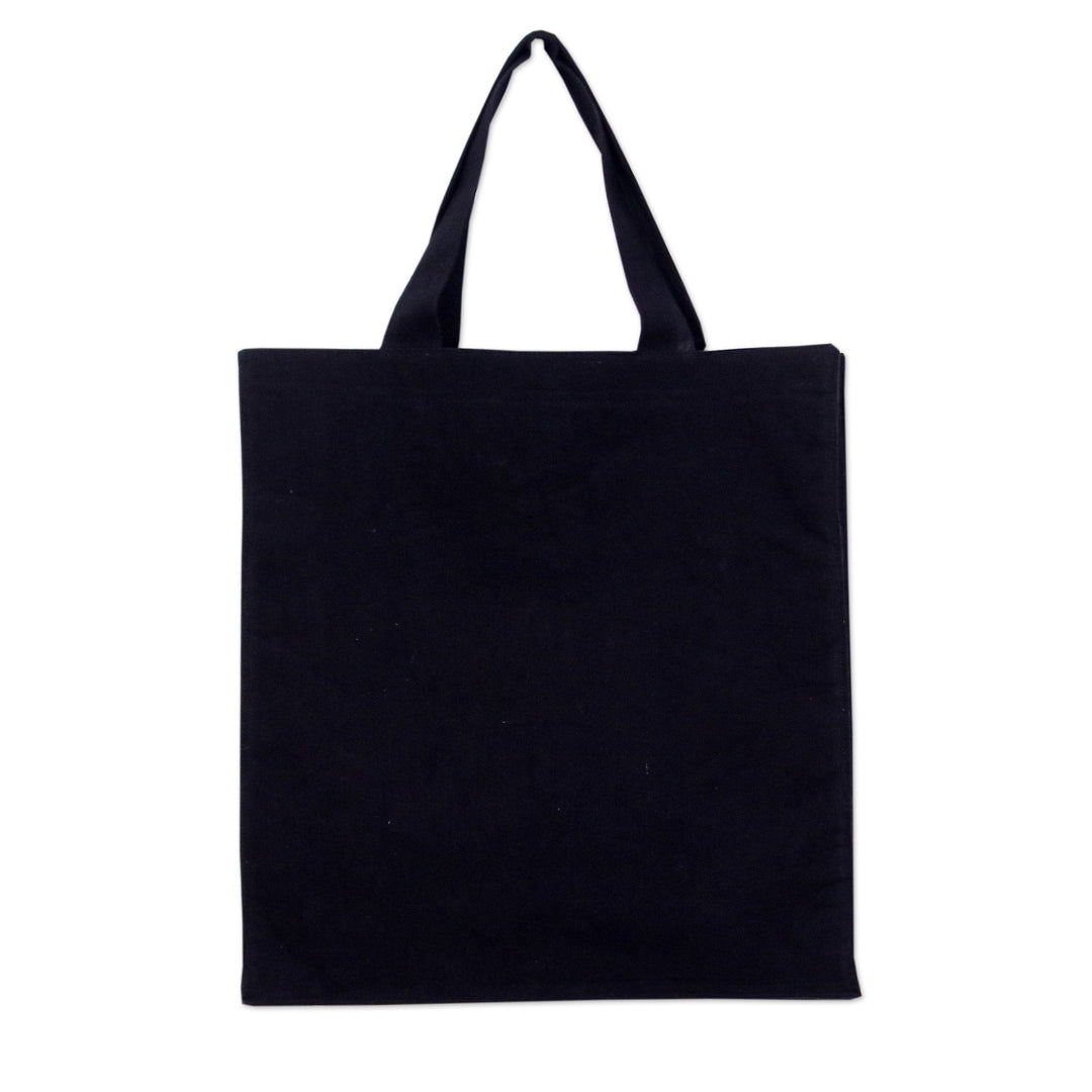 Elephant and Paisley Printed Cotton Tote Bag from Thailand - Sage Day