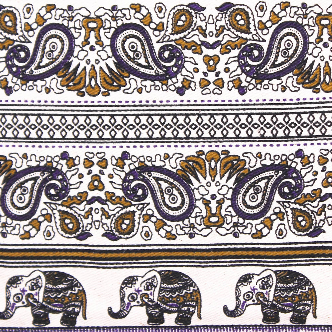 Elephant and Paisley Printed Cotton Tote Bag from Thailand - Sage Day