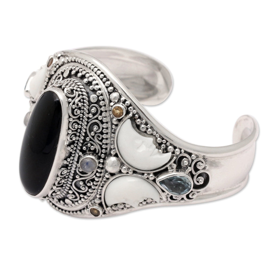 Balinese Two-Carat Multi-Gemstone Cuff Bracelet from Bali - Majesty of Gianyar