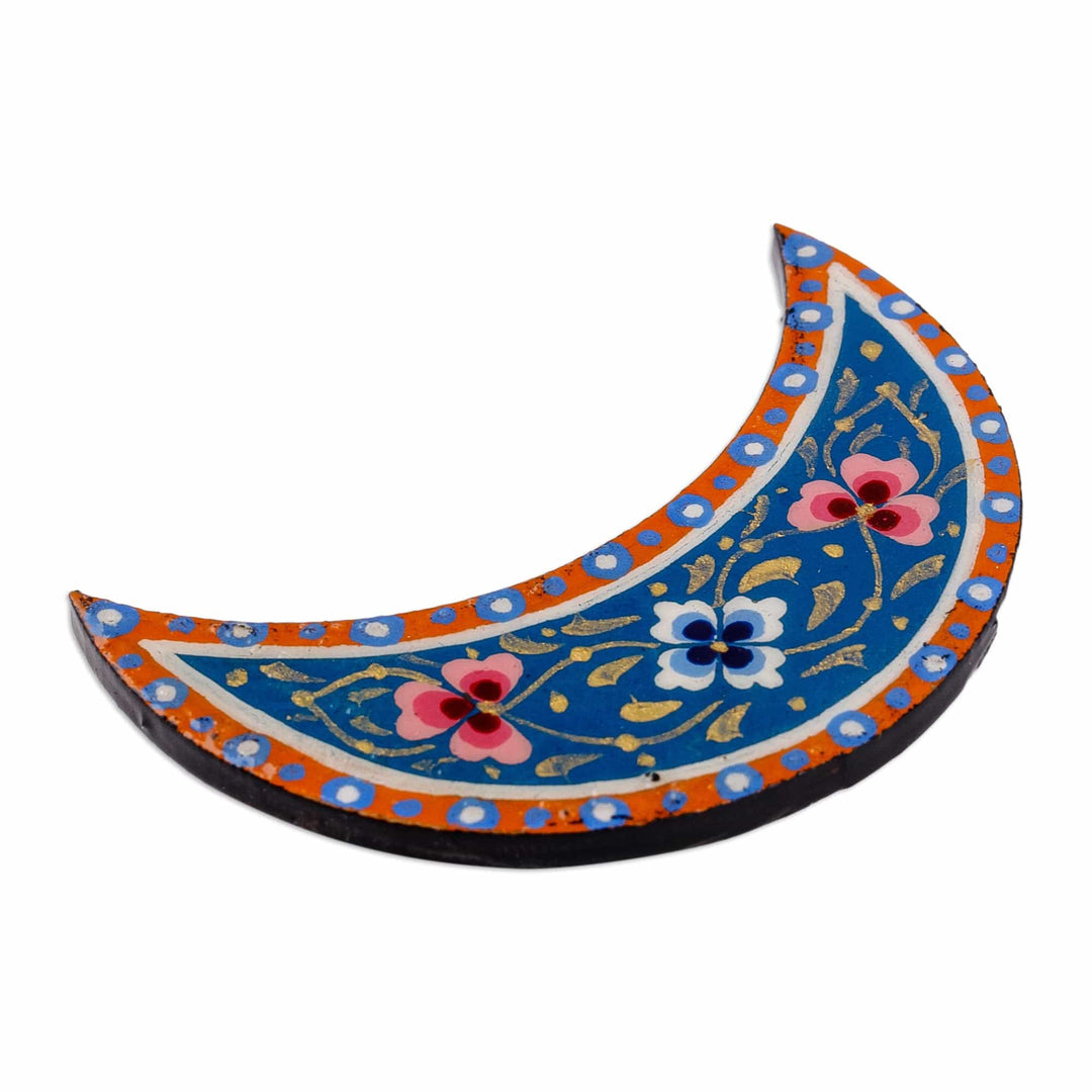 Lacquered Papier Mache Magnet with Crescent Moon Motif - Splendid Crescent