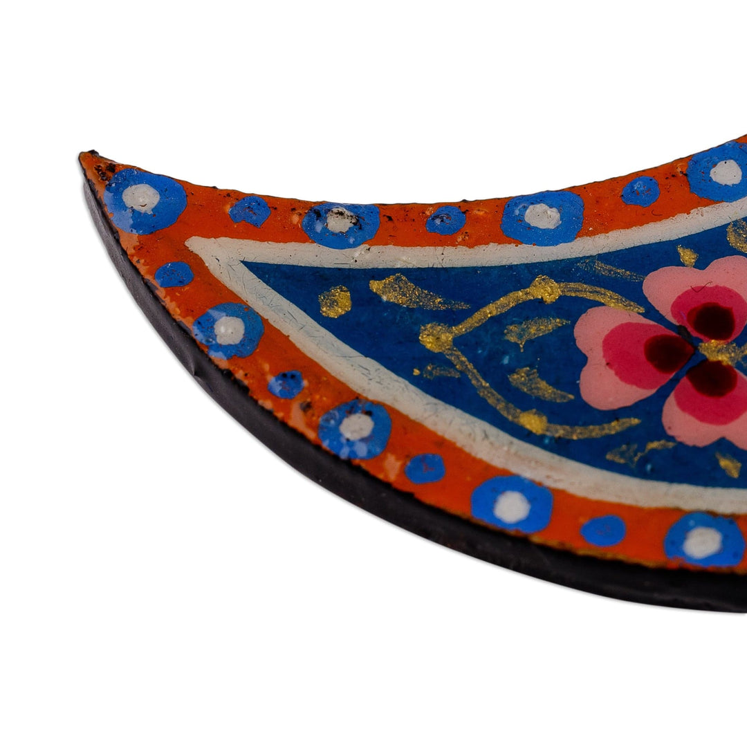 Lacquered Papier Mache Magnet with Crescent Moon Motif - Splendid Crescent