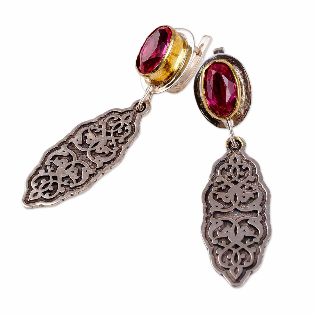 Classic Sterling Silver and Almandine Garnet Dangle Earrings - Distinguished Passion