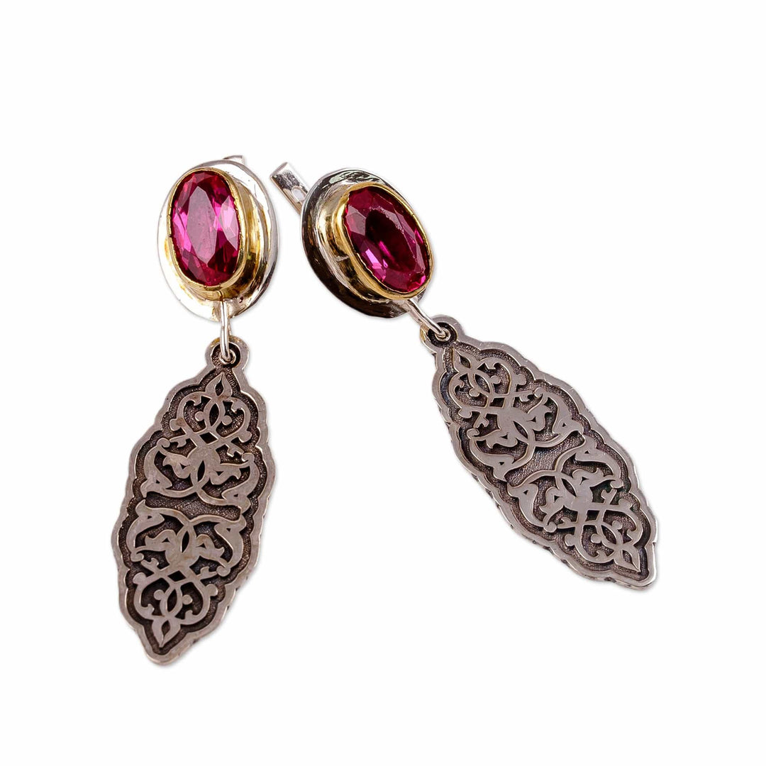Classic Sterling Silver and Almandine Garnet Dangle Earrings - Distinguished Passion