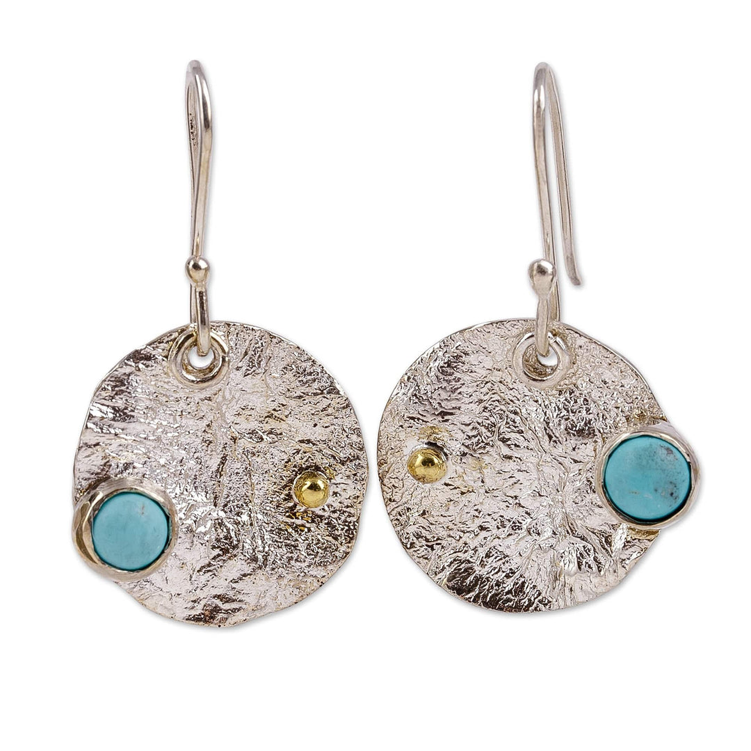 Textured Round Natural Turquoise Dangle Earrings - Islands of Hope