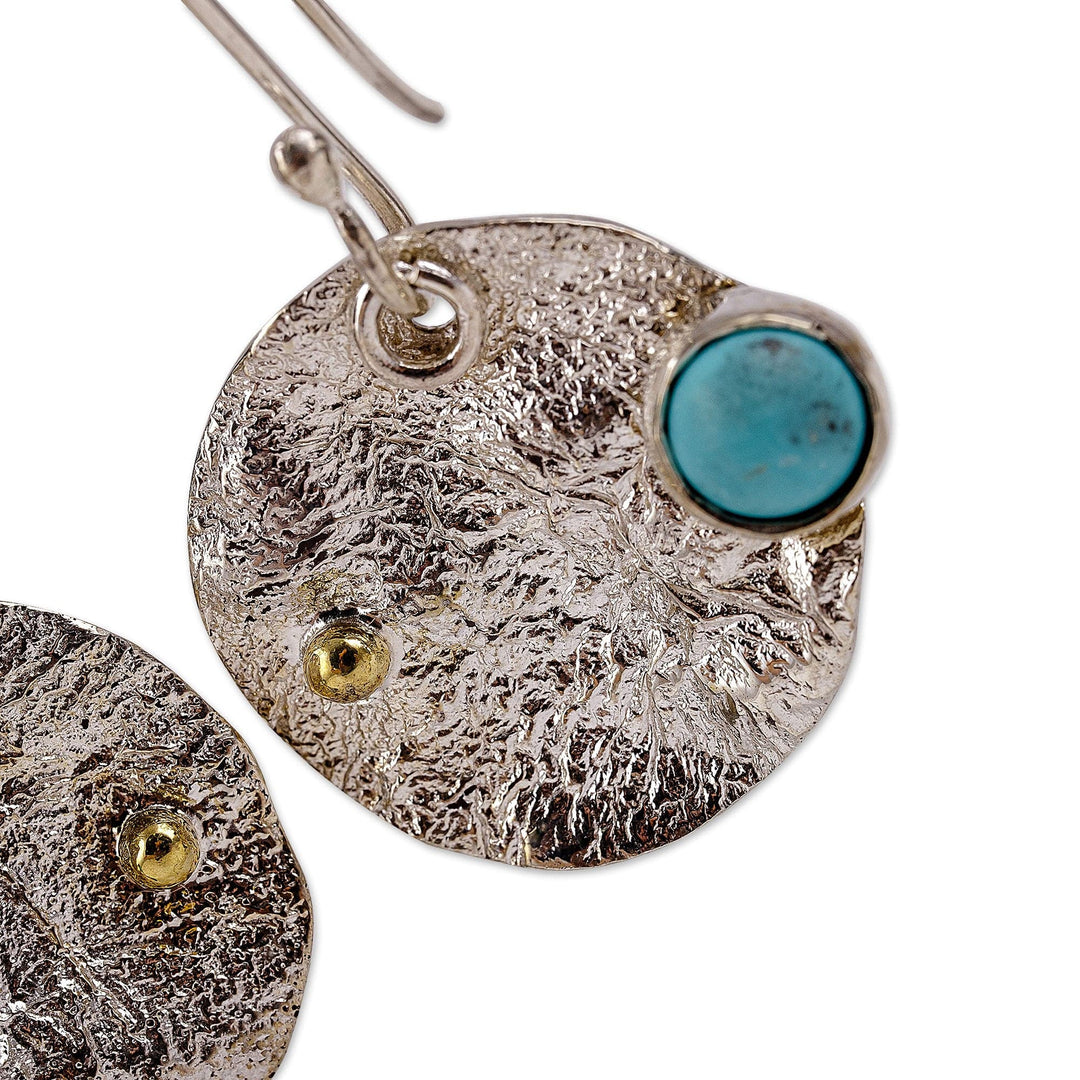 Textured Round Natural Turquoise Dangle Earrings - Islands of Hope