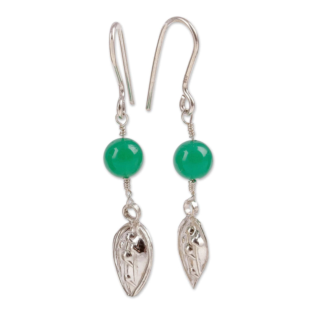 Polished Natural Chrysoprase Dangle Earrings from Uzbekistan - Prudent Shield